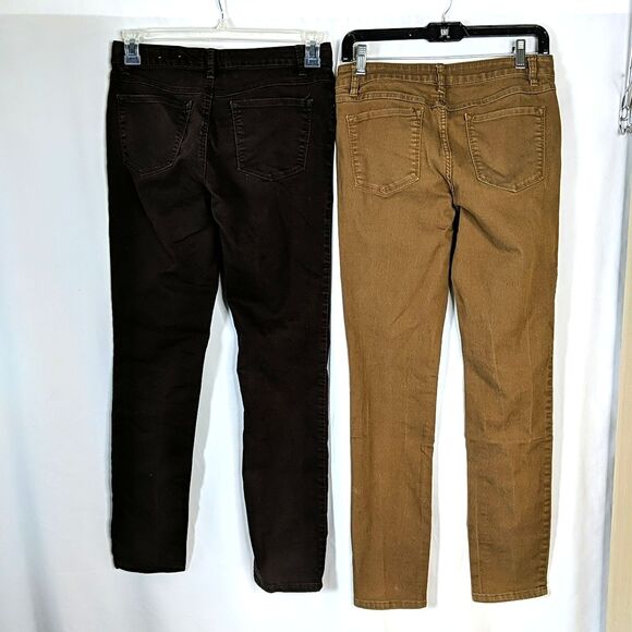 Prana Kayla Brown Denim Jean Pant Dark and Tan Women Size 6 / 28 Slim Leg Cotton - Picture 1 of 7